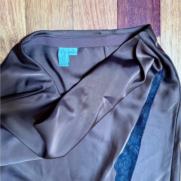 Joie | Elegant brown and black lace trim skirt size 10 - Picture 3 of 3